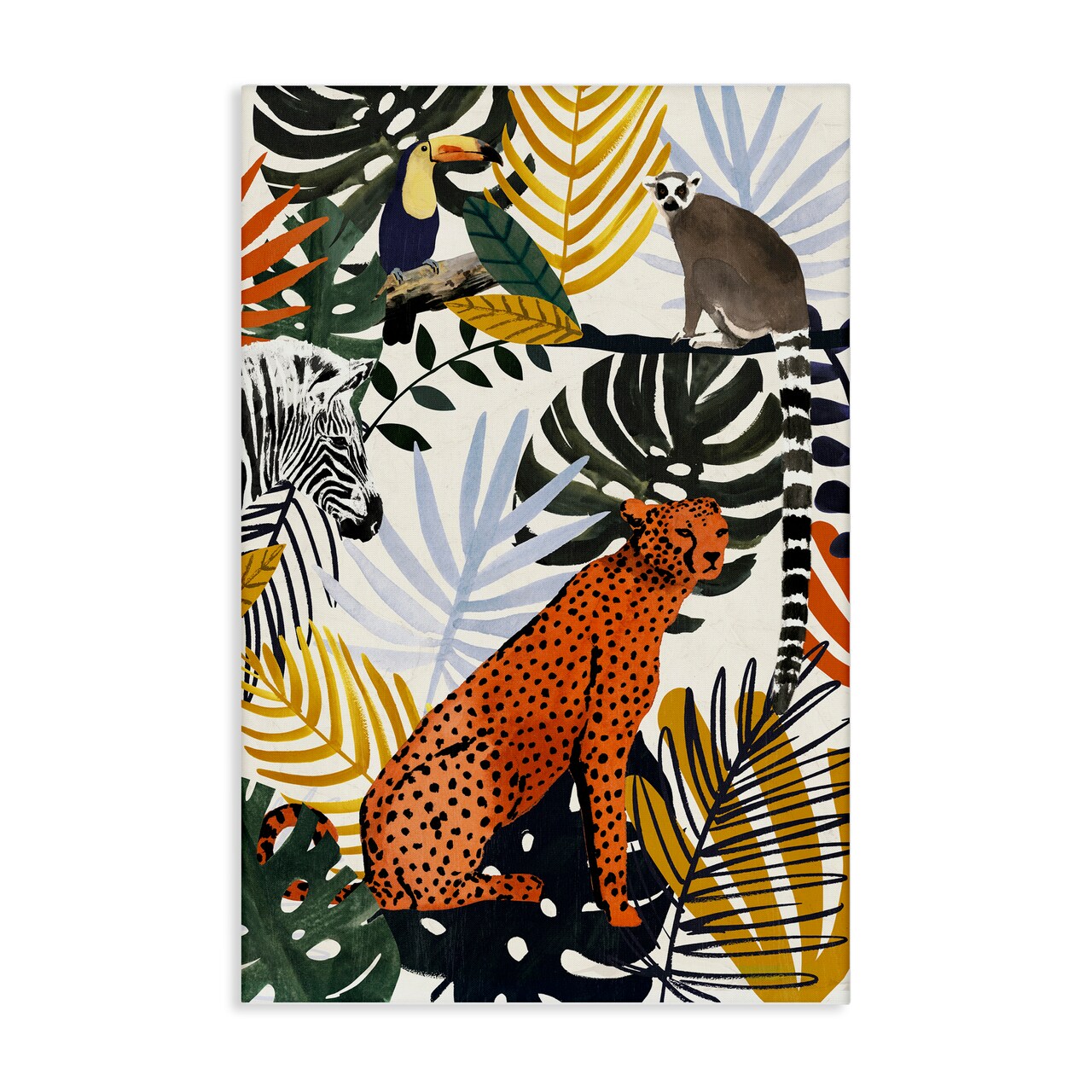 Stupell Industries Jungle Animals with Tropical Fronds Canvas By Victoria Borges